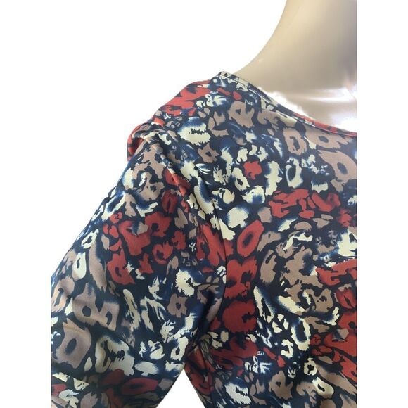 Notations Floral Long Sleeve Scoop Neck Side Drape Tunic Blouse Size Large - Picture 6 of 16